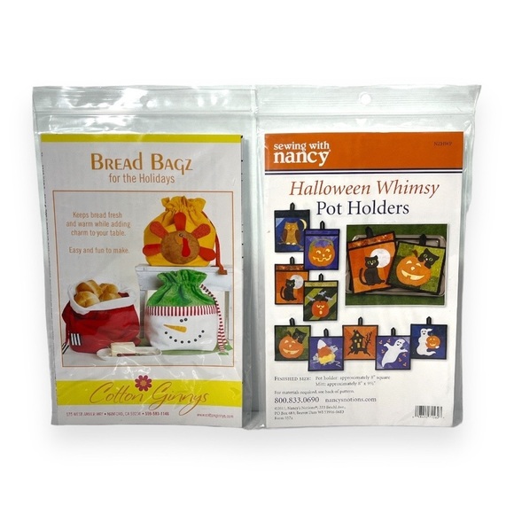 Sewing with Nancy Halloween Whimsy Pot Holders Pattern Bread Bagz Cotton Ginnys - Picture 1 of 4